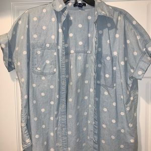 Short sleeve denim button up